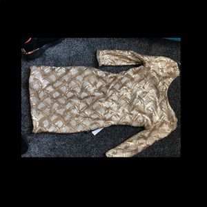 Never worn tan and sequin dress